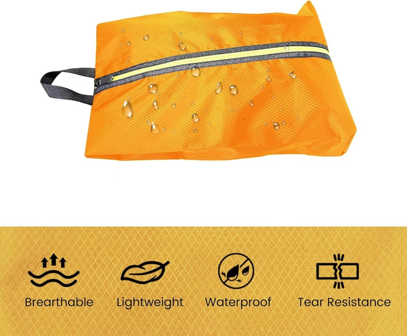 Smallan Golf Smell Proof Shoe Bag Lightweight Waterproof Zippered Sport Shoe Carrier Bags Golf Soccer Shoe Storage Organizer for Gym Sports Travel Work Golf Aceesories (Orange, US size 14) - Image 5